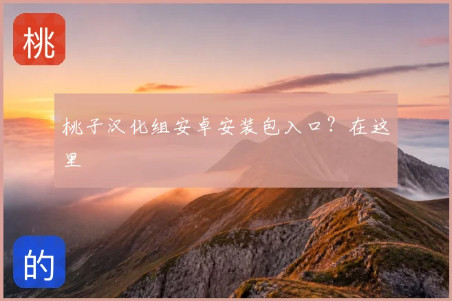 桃子汉化组安卓安装包入口？在这里